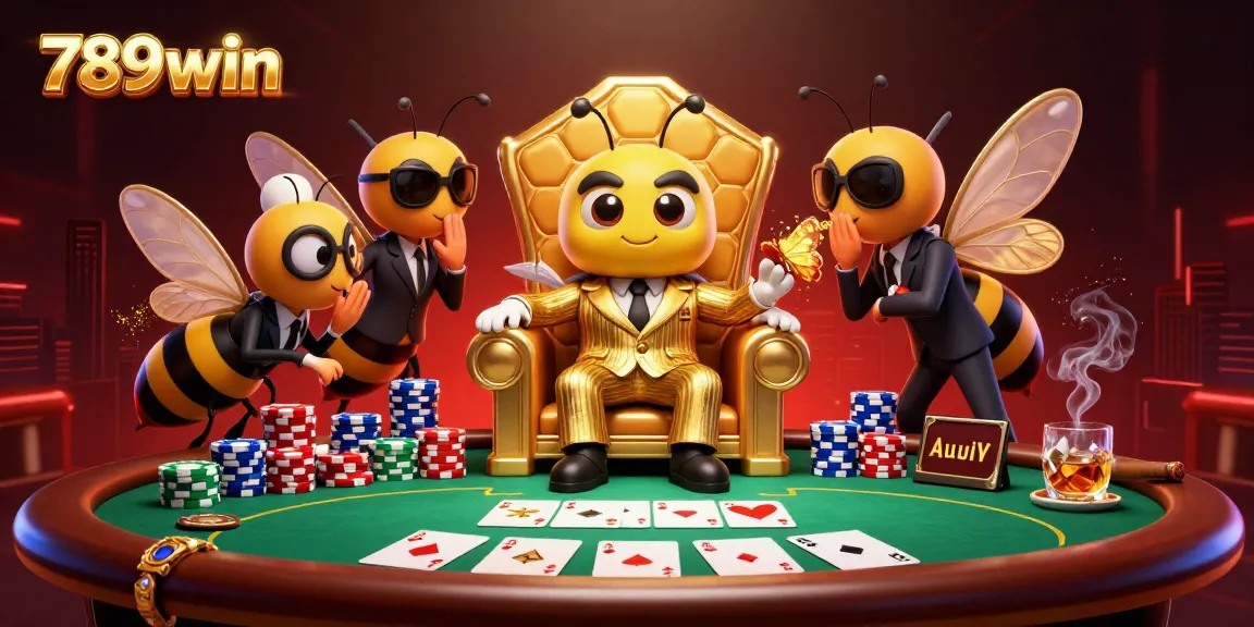 Join the 789win mob boss in a thrilling poker scene with energetic game elements!