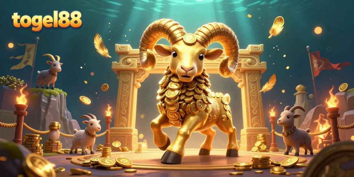 Menangkan togel88 dengan ilustrasi 3D ram emas yang menonjol di arena perjudian