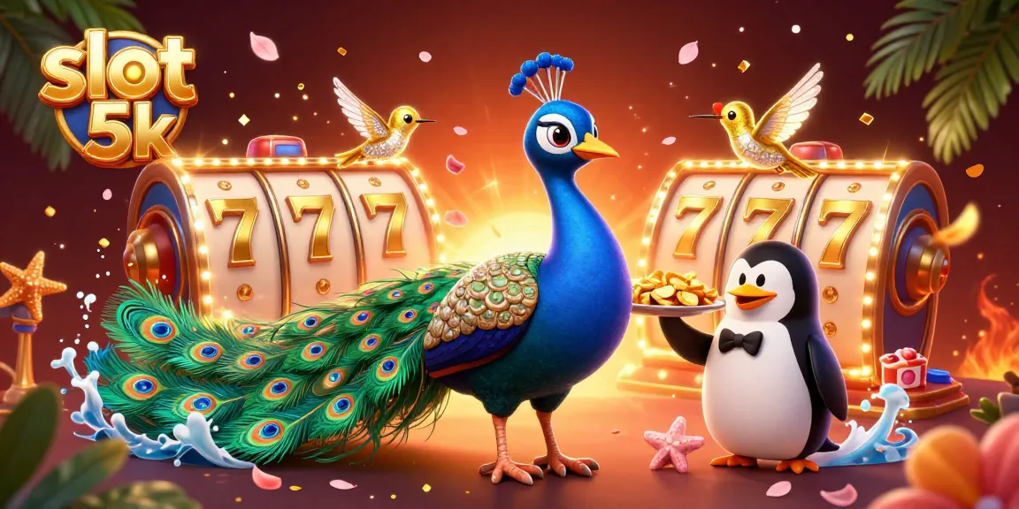 Experience the excitement of slot 5k with vibrant characters, spinning reels, and gold treasures.