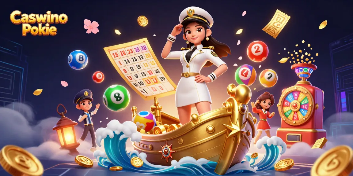 Spin the reels with Caswino Pokie in this vibrant 3D illustration filled with thrilling casino elements.