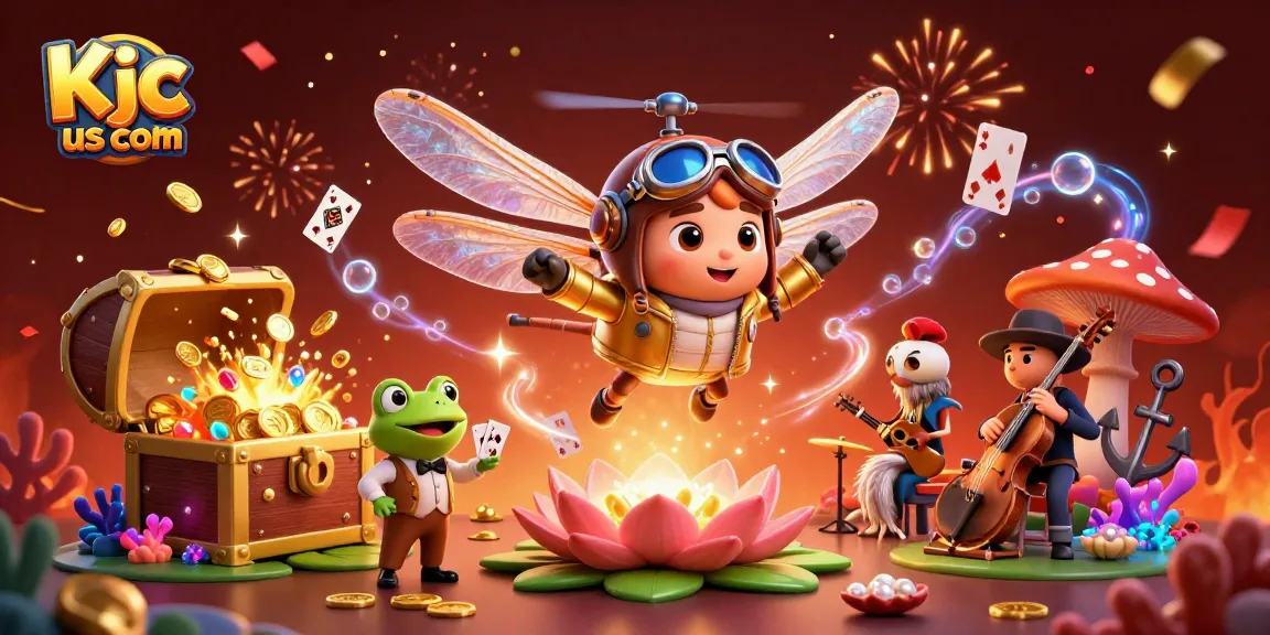 Engage in thrilling gameplay at Kjc us com with a lively casino scene featuring unique characters.