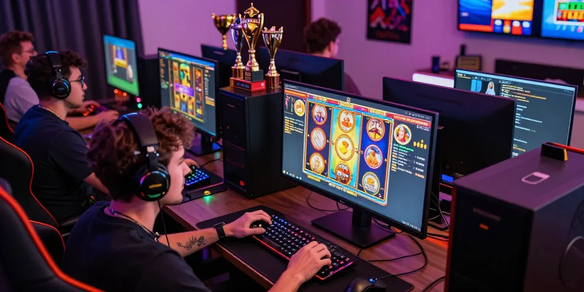 Pemain merasakan slot jackpot di game online dengan suasana penuh semangat dan aksesori gaming di sekelilingnya.
