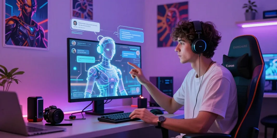 Immersive NSFW AI chat experience showcasing user interacting with a holographic character.