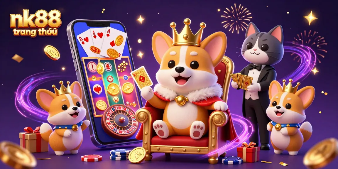 Experience the excitement of nk88 trang chủ with vibrant gaming elements and characters embodying a lively casino atmosphere.