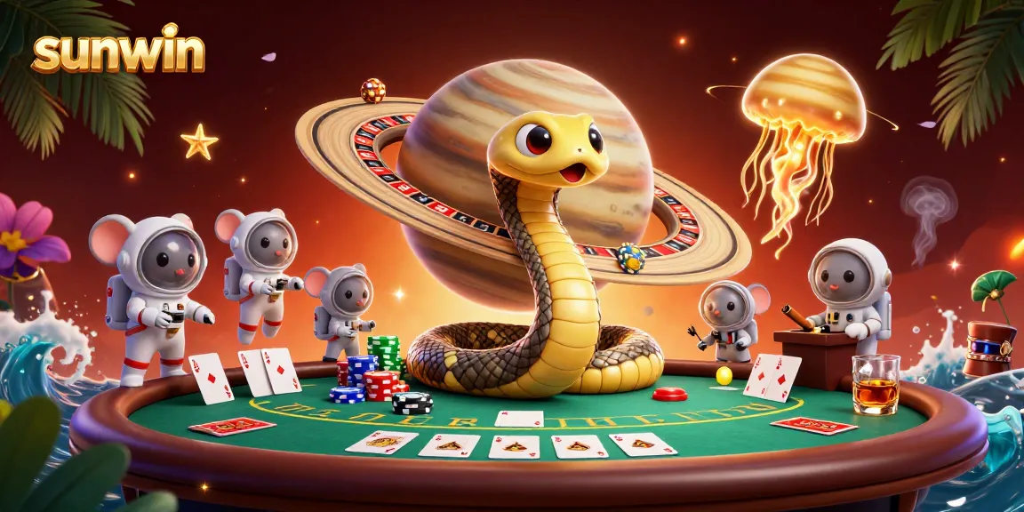 Place your bets on sunwin with a coiled Saturn snake roulette, tiny astronauts, and cosmic dealer