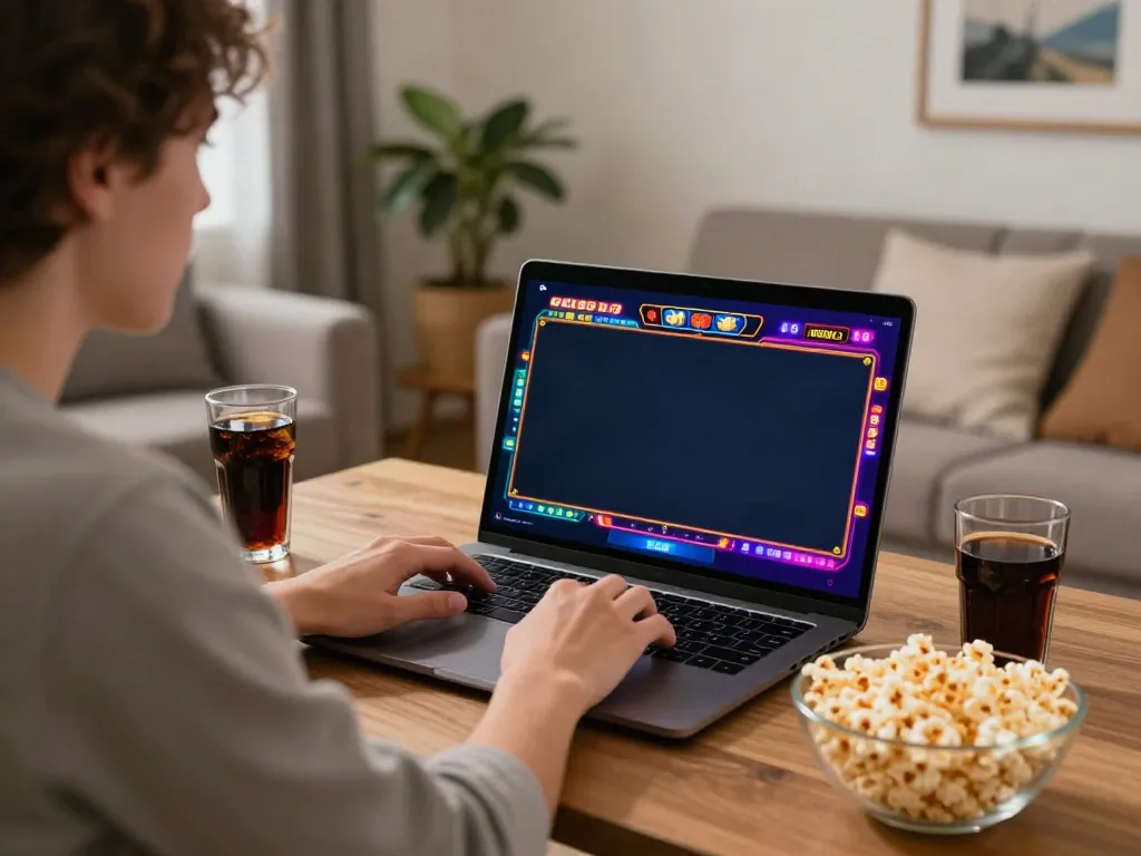 Person enjoying akunjp online gaming in a stylish living room