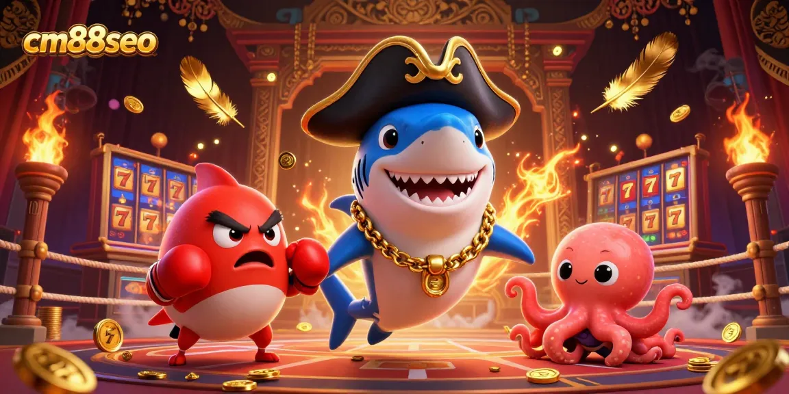 Spin jackpots with cm88seo's whimsical characters in an entertaining casino setting.
