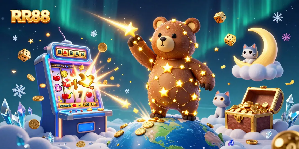Experience RR88 with a vibrant 3D casino scene featuring cartoon characters and exciting gaming elements.