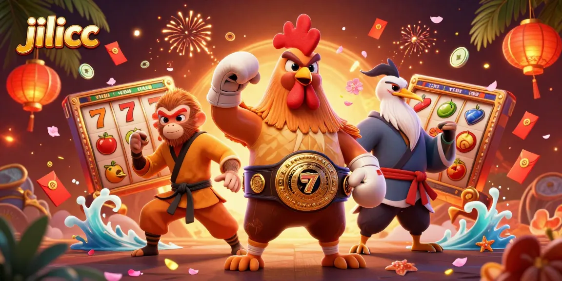 Experience thrilling wins with jilicc's vibrant 3D cartoon illustration of casino games featuring colorful characters and dynamic action.
