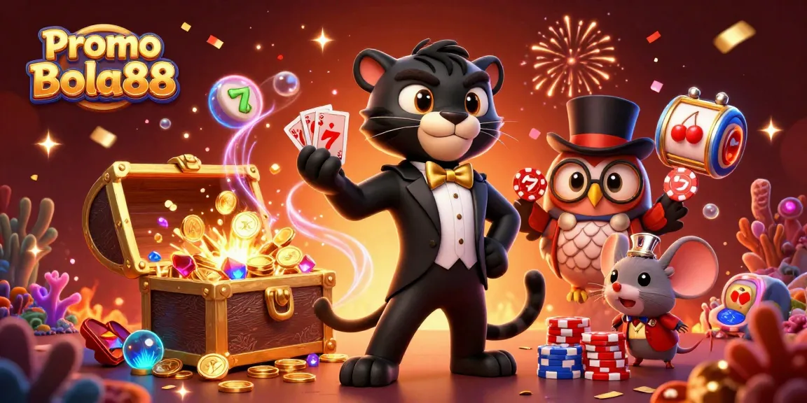 Experience exciting gameplay and wins with Promo Bola88 in our vibrant casino-themed illustration.