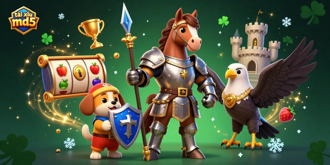 Immerse in the exciting world of tài xỉu md5 with this lively 3D casino scene, showcasing knights and game elements.