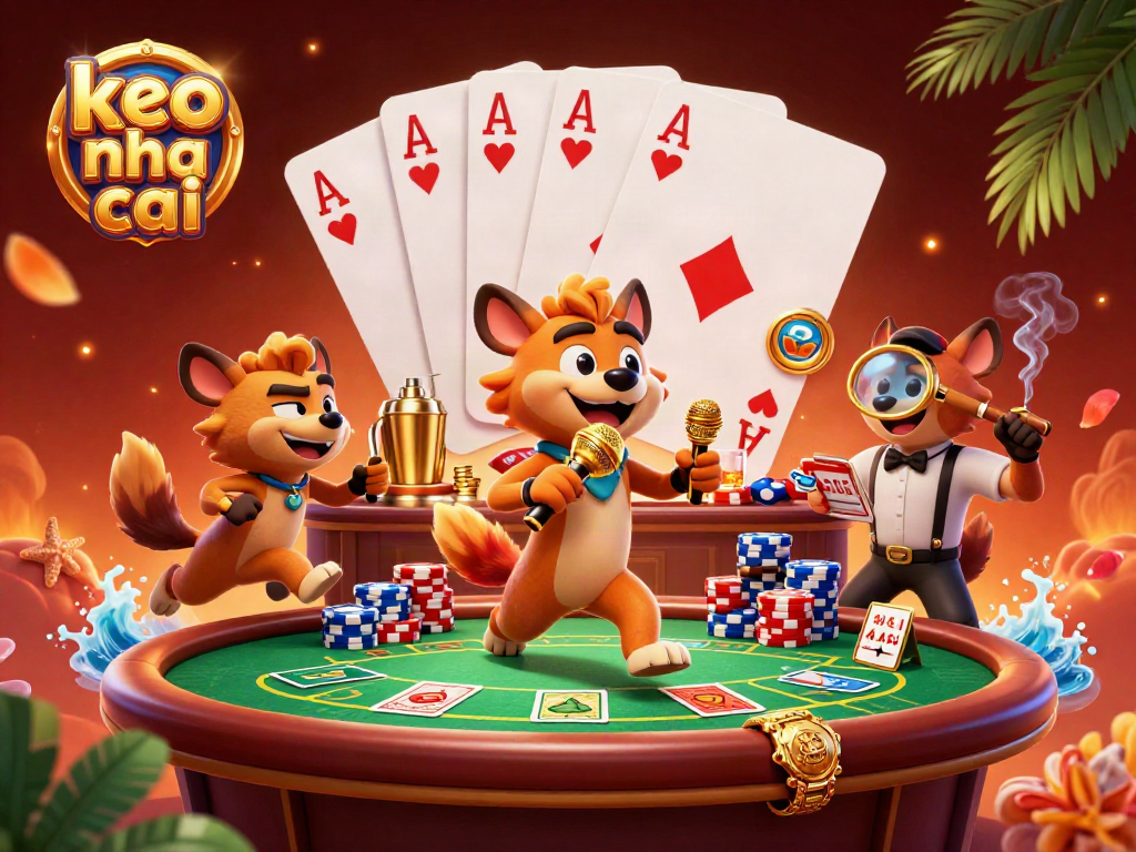 Engage in betting with keo nha cai while enjoying a vibrant casino scene featuring hyenas.