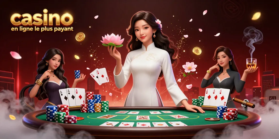 Découvrez l'excitation du casino en ligne le plus payant à travers cette illustration 3D vibrante d'une atmosphère de casino.