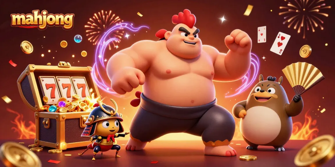 Engage in the thrilling world of mahjong as a sumo wrestler and samurai cricket celebrate jackpots and fun!