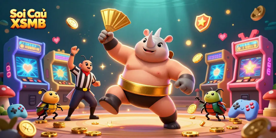 Engage with Soi Cầu XSMB through a vibrant casino scene featuring animated characters and dynamic game elements.