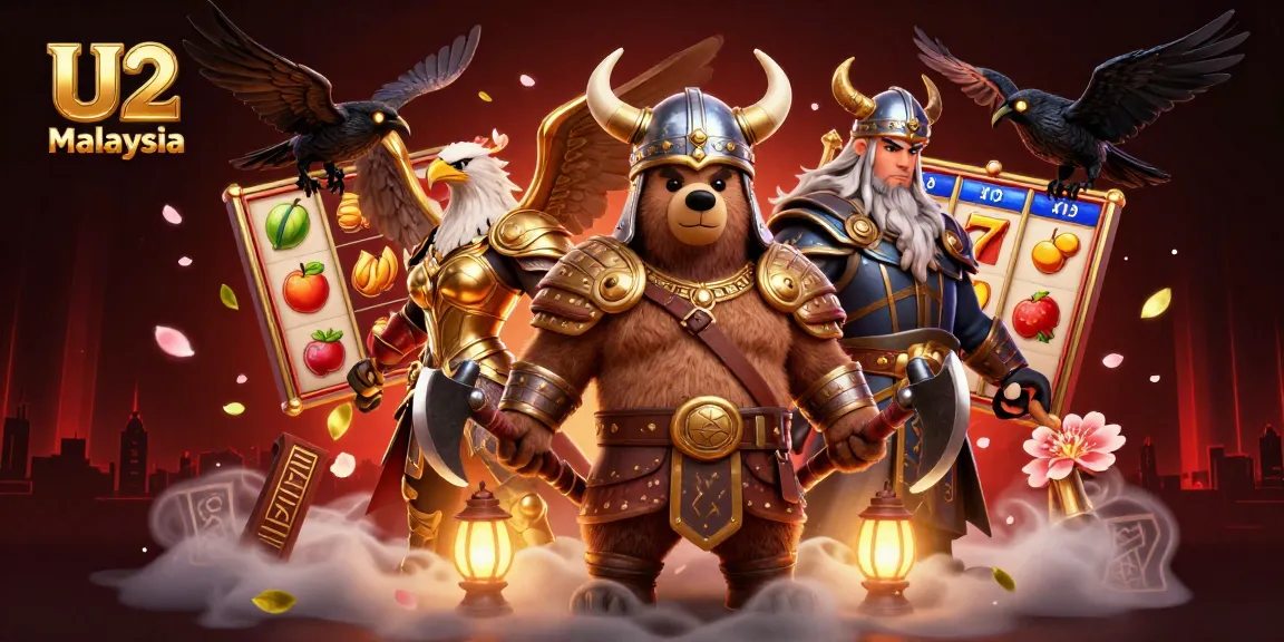 Experience joyful slot wins at U2 Malaysia with vibrant illustrations, lucky 7s, and immersive characters.