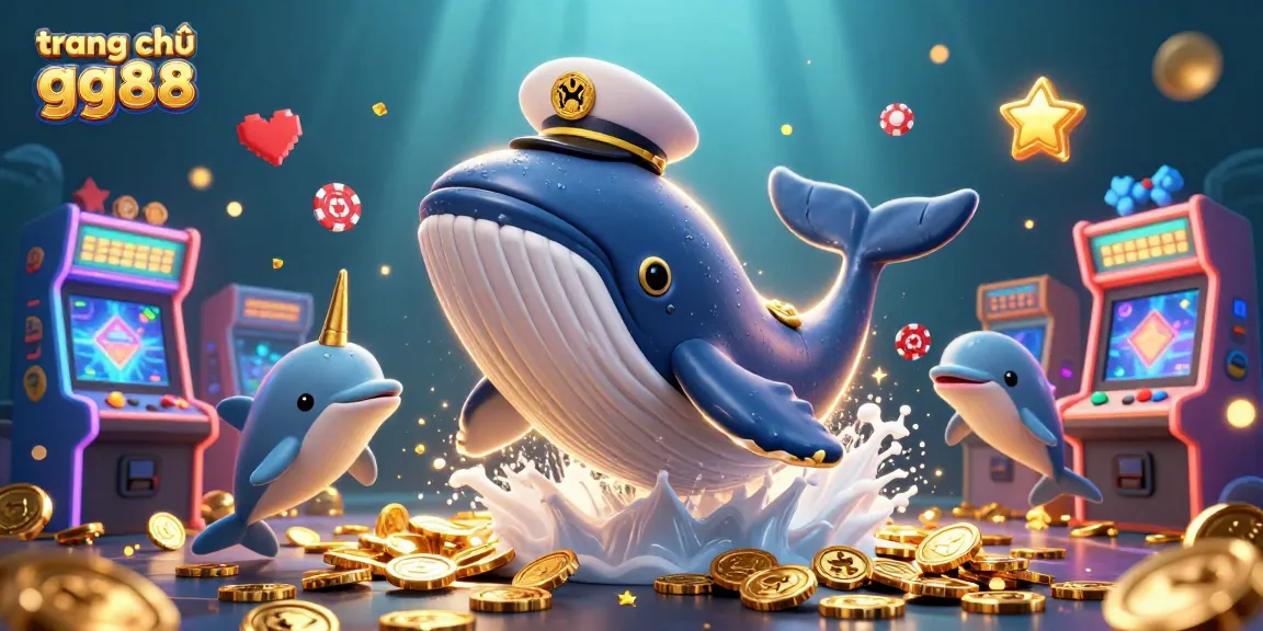 Experience exciting gameplay on trang chủ gg88 with a vibrant scene of whales and dolphins amidst casino treasures.