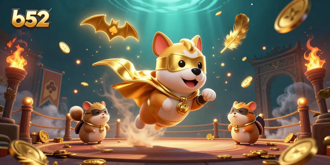 Engage with the thrilling world of b52 through a vibrant illustration featuring adventurous dog and hamster characters.