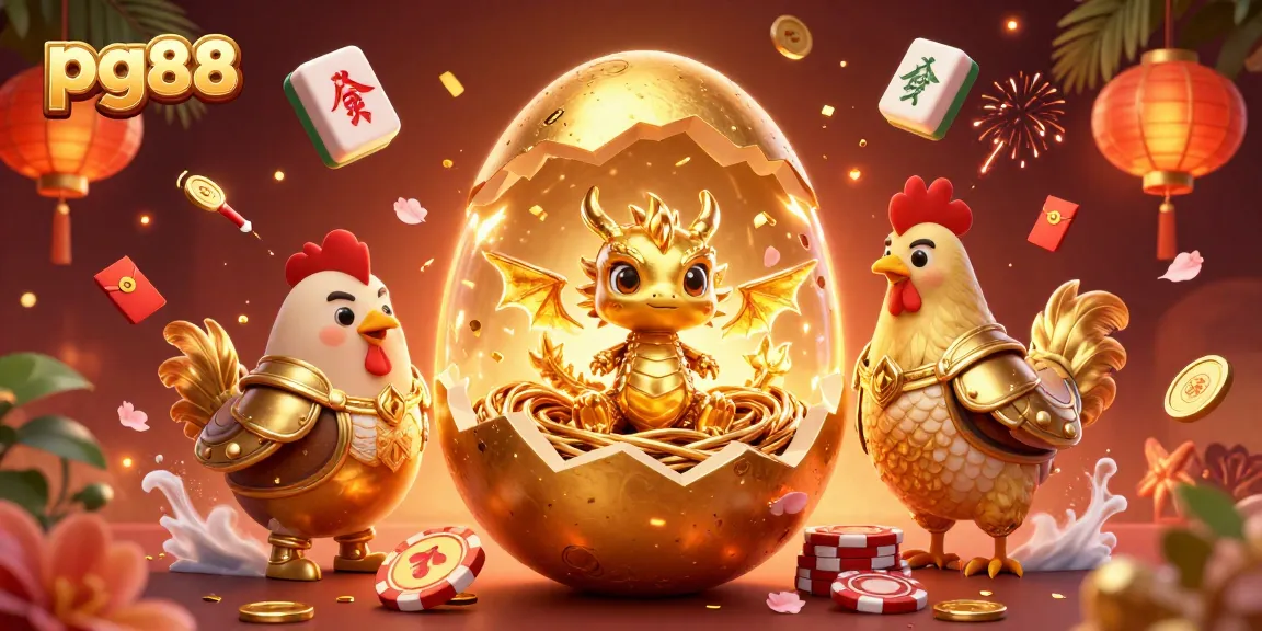 Experience the thrill of pg88's casino treasures with a golden dragon and poker chips.
