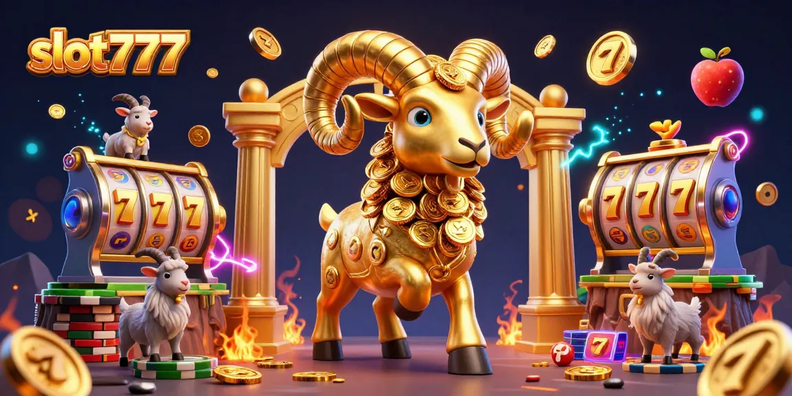 Experience thrilling gameplay with slot777 as a golden ram charges through a dynamic casino scene filled with excitement.
