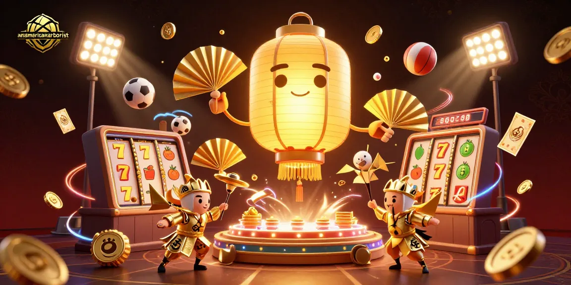 Experience thrilling gameplay action in anamericanarborist's animated night market casino scene featuring dynamic slot reels and sports elements.