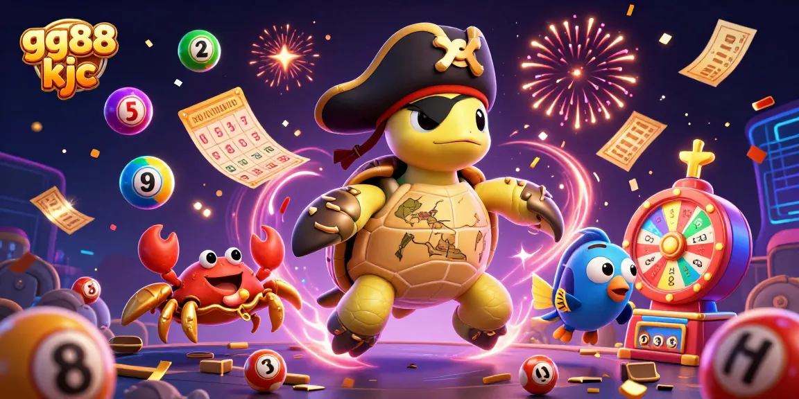 Experience the thrill with gg88 kjc as colorful lottery balls and prizes surround vibrant casino characters.
