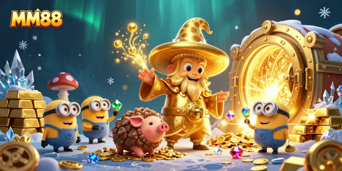 Engage with MM88's thrilling jackpot experience amidst a fantasy world of gold treasures.