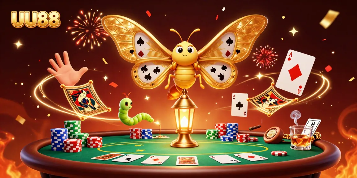 Experience the thrill of UU88 gaming with majestic moths and vibrant casino elements!