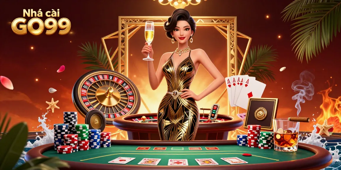 Experience the excitement at Nhà cái GO99 with stunning gala-themed casino visual representation.