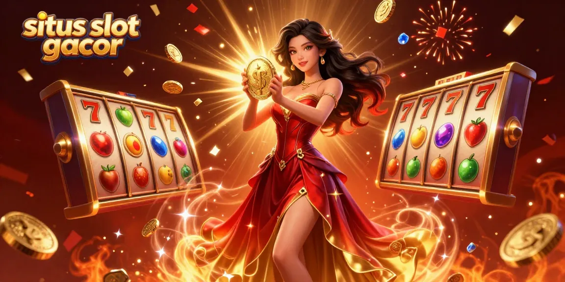 Engage with situs slot gacor through vibrant slot game action featuring a golden coin and joyous celebration elements.
