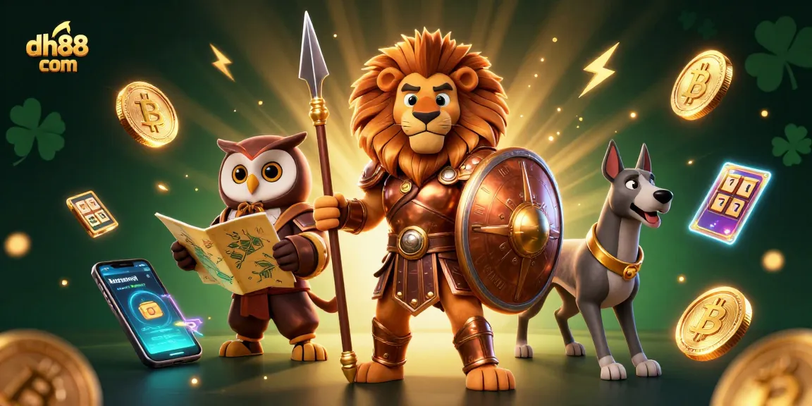 Spin the reels and win big at dh88 com with vivid 3D characters representing a thrilling casino experience.