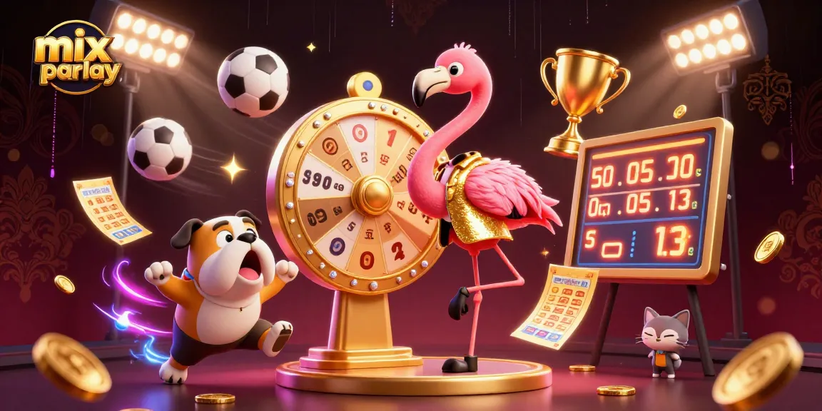 Menangkan mix parlay dalam ilustrasi kasino bergaya 3D yang penuh energi dan detail.