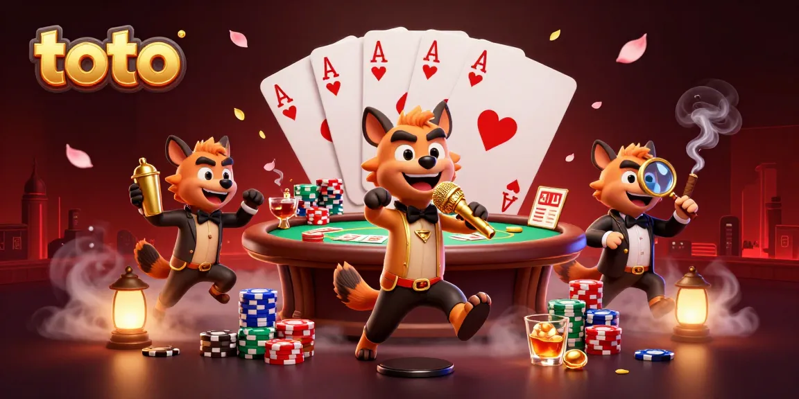 Experience thrilling toto gameplay with animated hyenas in a vibrant casino setting.