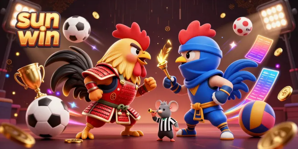 Experience exhilarating battles of sun win, featuring dynamic roosters in action.