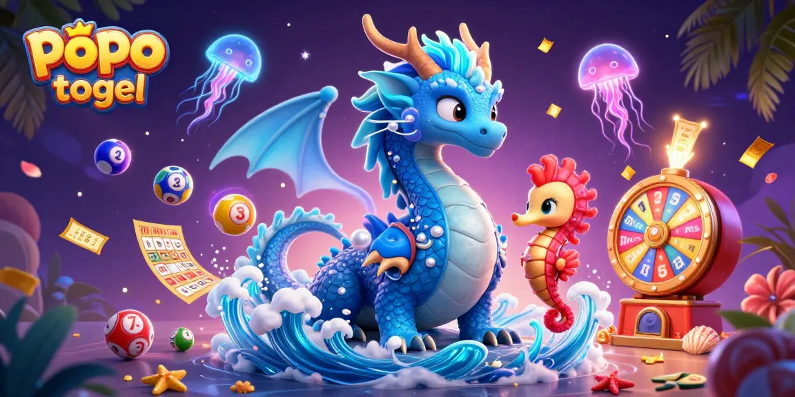 Experience popo togel excitement with vibrant lottery balls and ocean-themed characters.