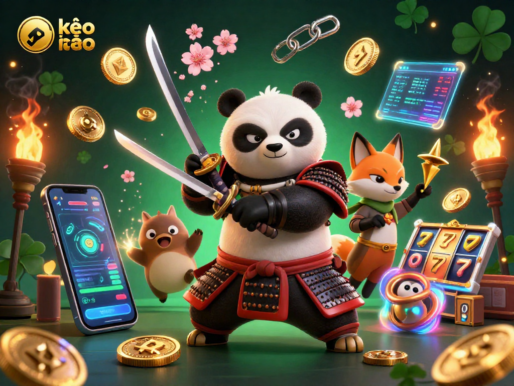 Engage with kèo nhà cái strategies in a thrilling casino-themed illustration featuring vibrant characters and elements.