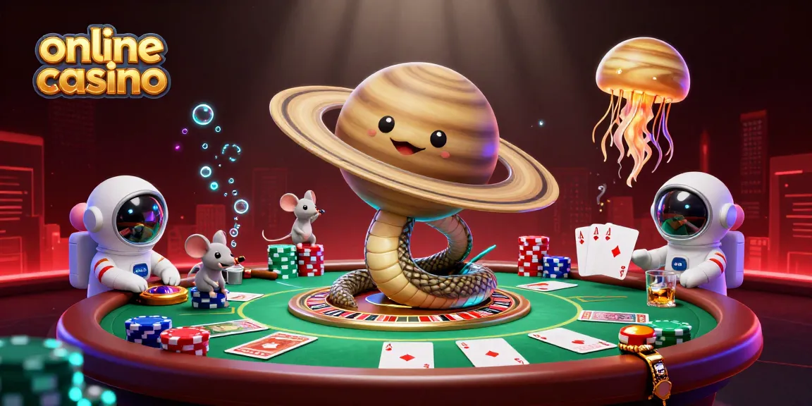 Engage with a dynamic online casino scene where tiny astronaut mice bet on Saturn's rings at a cosmic roulette wheel.