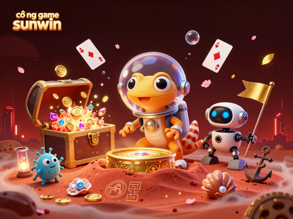 Experience thrilling excitement at cổng game sunwin with a vibrant casino scene featuring a Martian gecko.