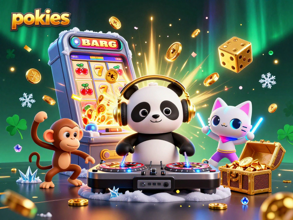 Experience thrilling pokies excitement with a DJ panda, dancing monkey, and glowing kitten.