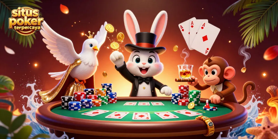 Engage with the excitement of situs poker terpercaya featuring playful characters and vibrant casino elements.